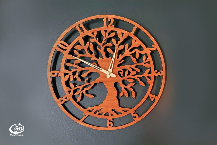 ساعت چوبی لیزری | ساخت ساعت چوبی لیزری با لوگوی اختصاصی